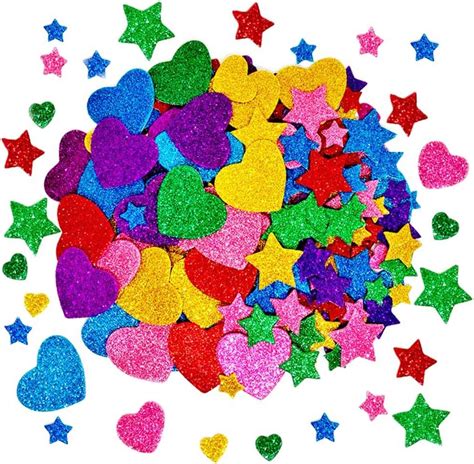 Amazon.com: 260 Pieces Colorful Glitter Foam Stickers Self Adhesive ...