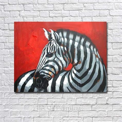 Free shipping Lovely Zebra Handpainted Modern Home Decoration Oil ...