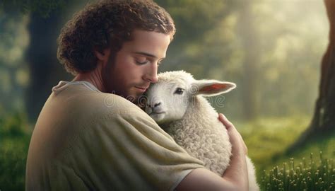 Jesus and the Lost Sheep. AI Generative. Stock Illustration ...