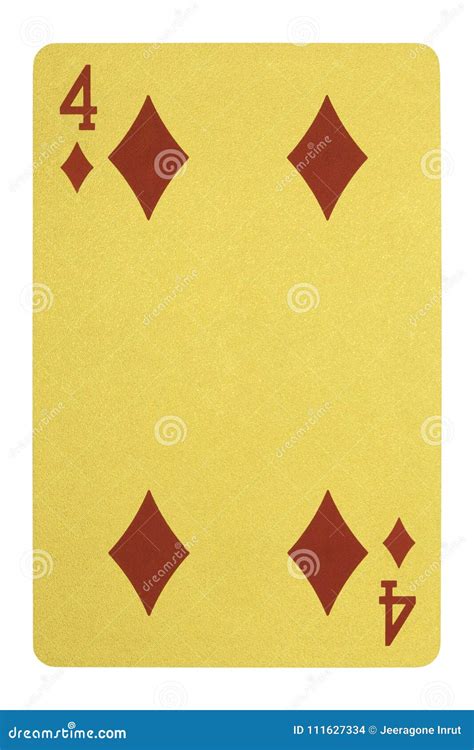 Golden Playing Cards, Four of Diamonds Stock Photo - Image of golden ...