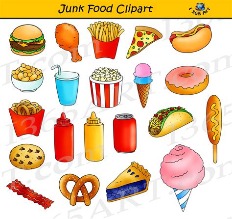 Junk Food Fast Food #Clipart #digital #graphics, Nutritional Illustrations - Commercial-use by ...