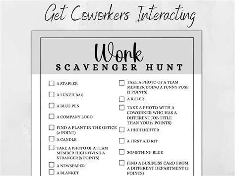 Work Scavenger Hunt, Team Building Games for Work, Office Party Games ...