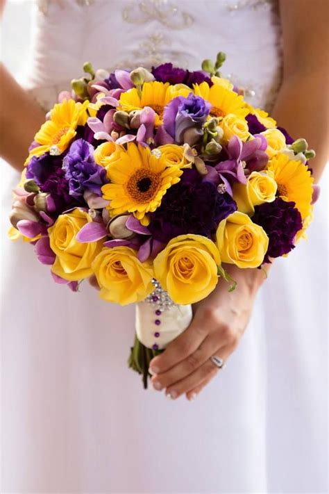 Purple and yellow! | Yellow wedding flowers, Purple wedding flowers ...