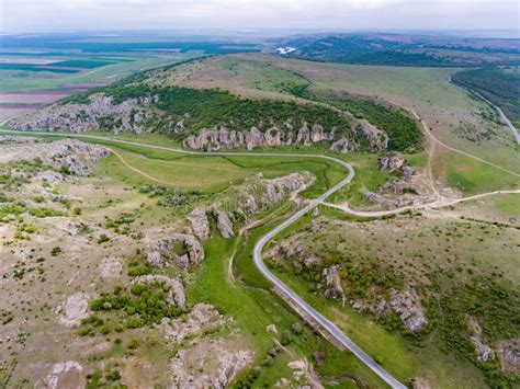 Aerial View of Dobrogea Gorges Near Delta Dunari and Constanta R Stock Photo - Image of erosion ...