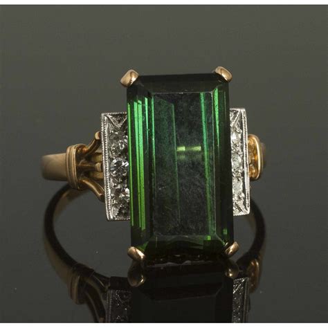 Green Tourmaline Diamond 14k Ring | Witherell's Auction House