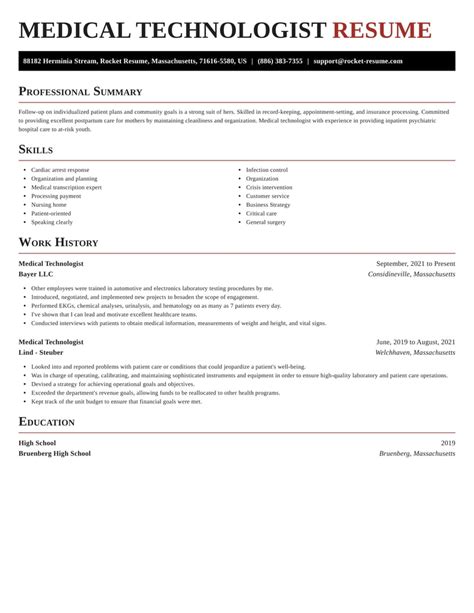 Med Tech Resume Template