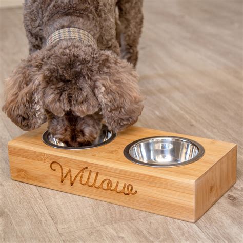 Personalised Double Bamboo Pet Feeding Bowl By Duncan Stewart