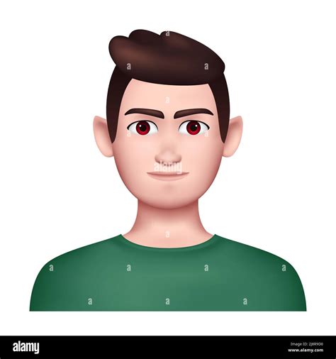 Simple 3D Avatar. Man in Green T-Shirt on White Background. Vector illustration Stock Vector ...