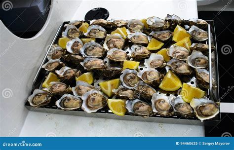 Boat Oysters At Low Tide In Bay Arcachon Beach France In Le Canon ...