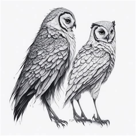 Premium Photo | A drawing of two owls with the words barn owls on the ...