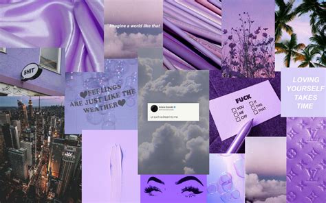 Light purple aesthetic wallpaper collage - mumujeans