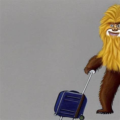 KREA - a cg painting of Sassy the Sasquatch going through Border security with a suitcase full ...