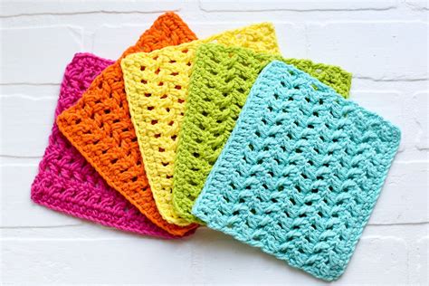 Crochet Dishcloth Herringbone Pattern | Dishcloth crochet pattern ...