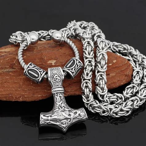 VikingCeltic Nordic viking mjolnir stainless steel thor hammer necklace ...