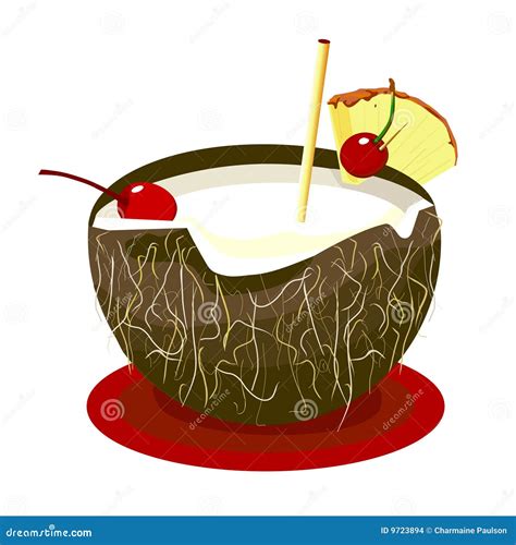 Coconut Drink stock vector. Illustration of luau, tropical - 9723894