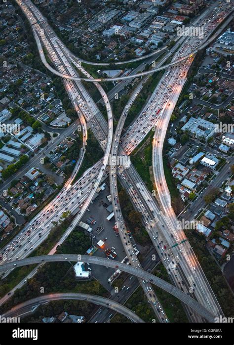 Aerial view highway interchange hi-res stock photography and images - Alamy