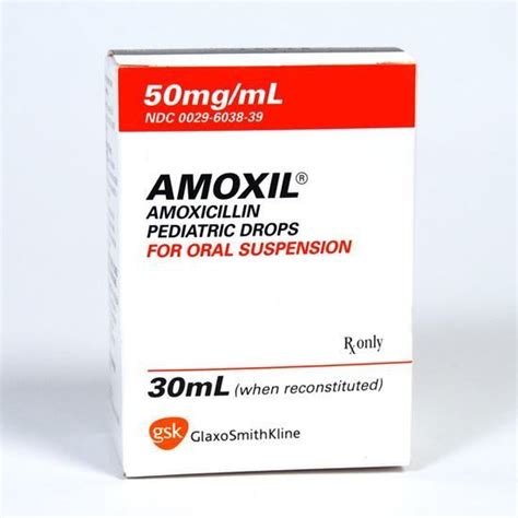 Amoxil (Amoxicillin), 50mg, Pediatric, Drops, 30mL Bottle *Discontinued* | McGuff Medical Products