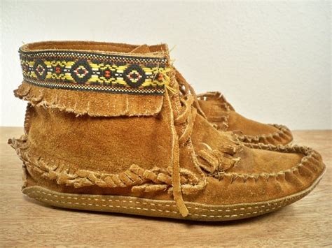 Vintage Handmade Leather Mens Indian Moccasin Forest Hunting Walking Boots 7-7.5