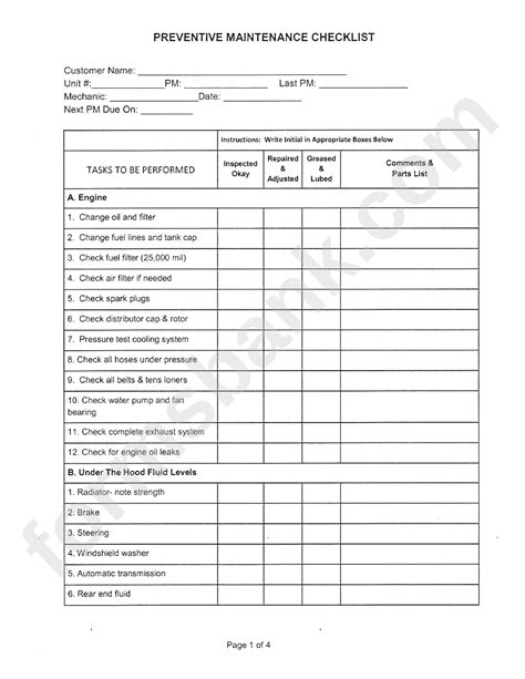 Building Preventive Maintenance Checklist ~ Excel Templates