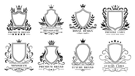 Premium Vector | Royal shields badges. Vintage ornamental frames, decorative royal swirl ...