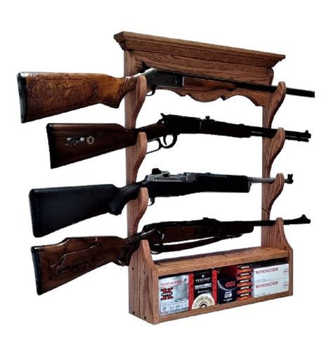 Oak Wooden Gun Rack 2 Place Rifle Shotgun Wall Mount Display – Gun Racks For Less