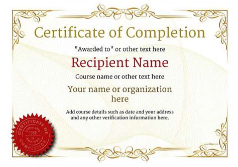 Printable Elegant Certificate Template EDITABLE Certificate of Completion Completion Corporate ...