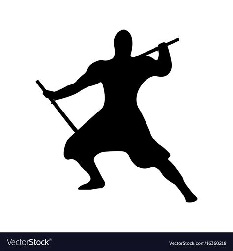 Ninja warrior silhouette on white background Vector Image