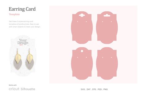 Earring Holder Card Template, Earring Card SVG | Cricut Silhouette | Psd, SVG, Png, Dxf - Crella