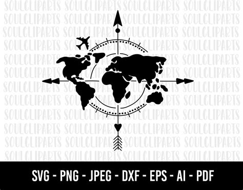 World Map Silhouette, Silhouette Svg, Digital Clip Art, Digital Drawing, 2 Clipart, Travel Maps ...