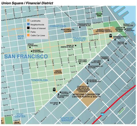 Map Of Downtown San Francisco - State Coastal Towns Map