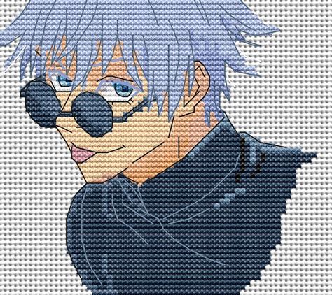 Anime cross stitch pattern Jujutsu Kaisen Gojo Satoru Funny - Inspire ...