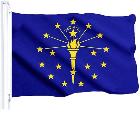 G128 Indiana State Flag 150D Quality Polyester 3x5 ft Printed Brass Grommets Flag Indoor/Outdoor ...