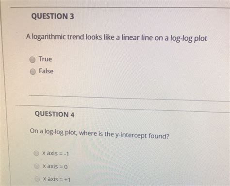 Solved QUESTION 3 A logarithmic trend looks like a linear | Chegg.com