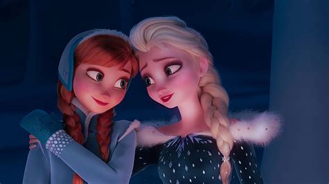 Anna Elsa Blue Background Olaf's Frozen Adventure, HD wallpaper | Peakpx