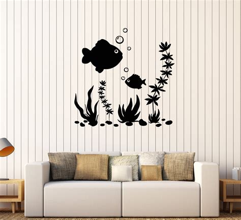 Vinyl Wall Decal Fish Aquarium Marine Art Sea Ocean Bathroom Stickers ...