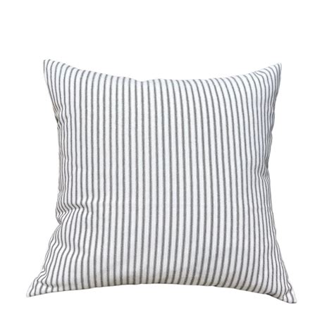 Classic Farmhouse Black and White Throw Pillow Cover, Ticking Stripe Black & White Pillow Case ...