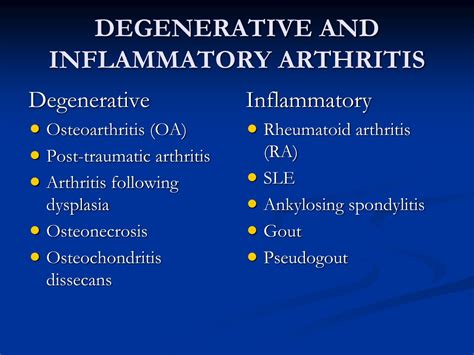 PPT - INFLAMMATORY AND DEGENERATIVE JOINT DISEASES PowerPoint ...