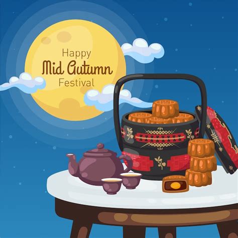 Premium Vector | Happy mid-autumn festival poster