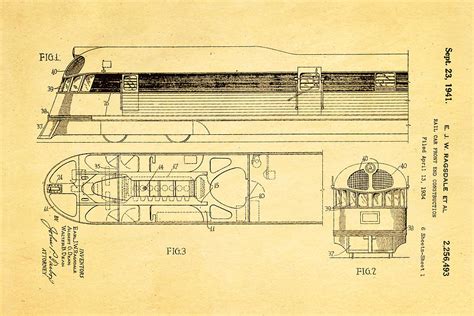 Ragsdale Pioneer Zephyr Train Patent Art 1941 Photograph by Ian Monk - Fine Art America