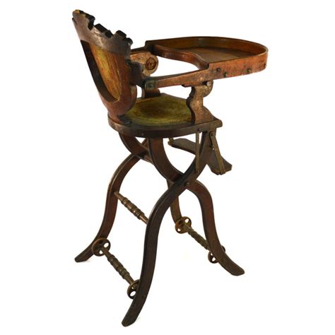 Antique EMBROIDERED WOOD BABY HIGH-CHAIR Folding/Convertible EASTLAKE – Get A Grip & More