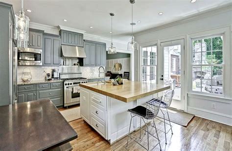 Grey Kitchen Island With White Cabinets - Kitchen Cabinets