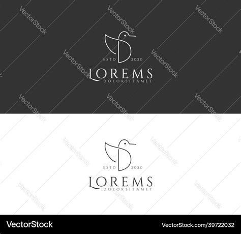 Modern simple bird logo black line art icon Vector Image