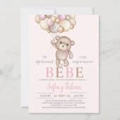 Pink Bear Baby Shower Girl Spanish Invitation | Zazzle