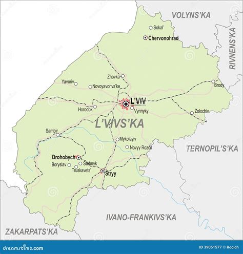 Map Of Lviv Oblast Stock Vector - Image: 39051577