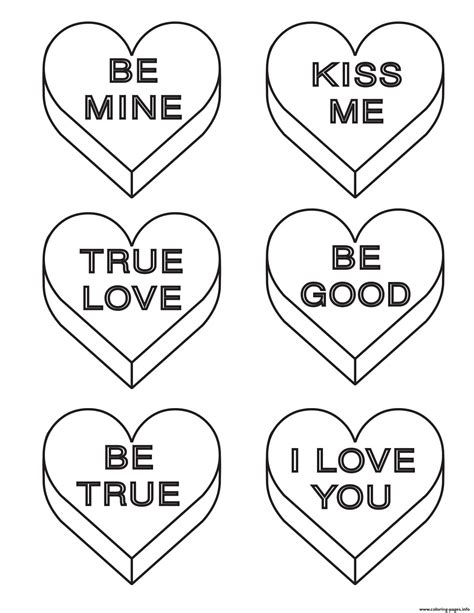 Print valentine conversation hearts coloring pages | Heart coloring pages, Valentine coloring ...