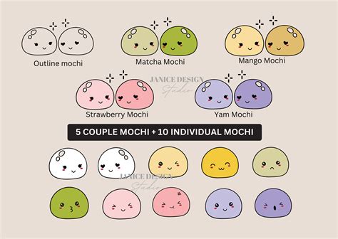 Cute Unique Mochi Svg Kawaii Mochi Clipartmacha Mango and - Etsy