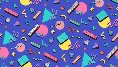 Colorful 90s Geometric Shapes Zoom Virtual Background Online Graphic ...
