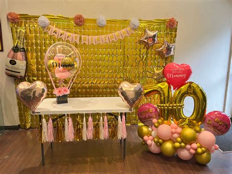 70th Birthday Decor Gold and Pink Themed in 2022 | Birthday decorations, 70th birthday, Birthday