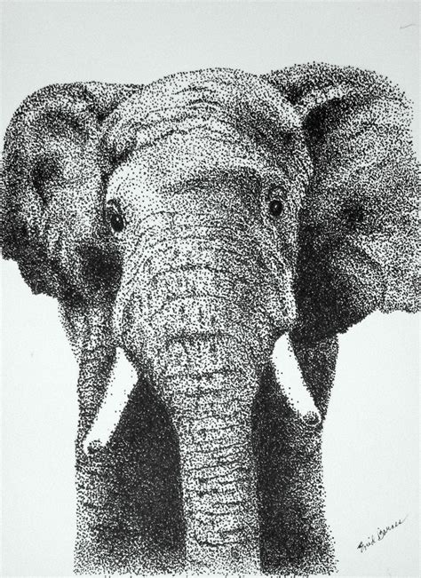 Items similar to Original Elephant Pointillism Pen and Ink Drawing on Etsy