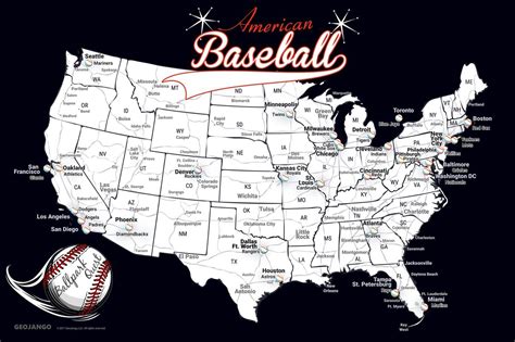 MLB Stadiums Map Print Major League Baseball Stadiums US Map - oggsync.com